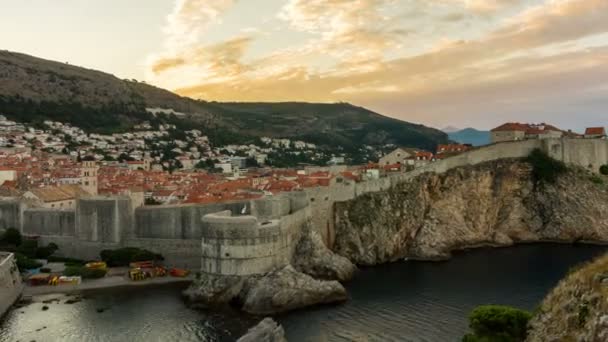 Hırvatistan 'daki Dubrovnik Eski Kasabasının Zaman Süreleri — Stok video