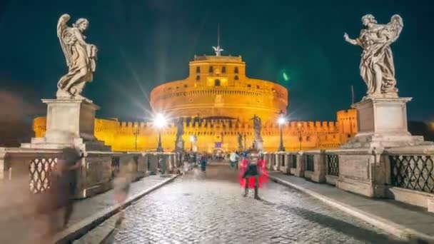 Roma, İtalya 'da Sant Angelo Kalesi' nin Zaman Hızı — Stok video
