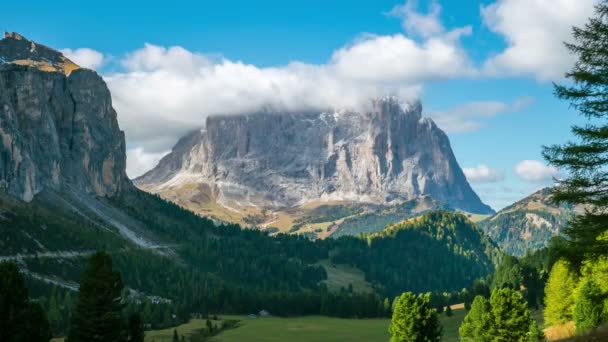 Upływ czasu - Dolomity Langkofel Krajobraz Włoch — Wideo stockowe