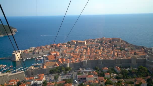 Panorama view from cable car of Dubrovnik, Croatia — Stock Video