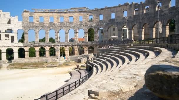 Pula Arena - Ρωμαϊκό αμφιθέατρο στην Πούλα της Κροατίας — Αρχείο Βίντεο