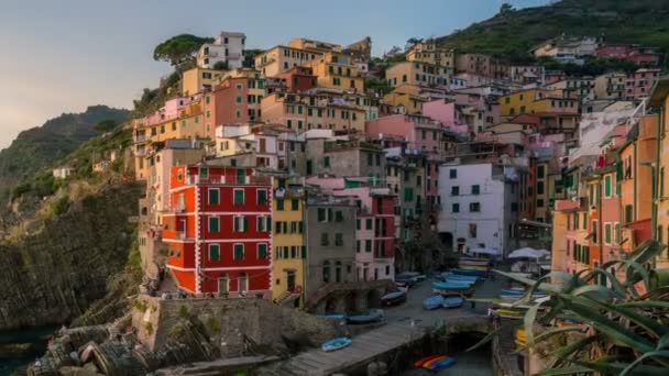 Sunset Time Lapse Cinque Terre Riomaggiore, Itálie — Stock video