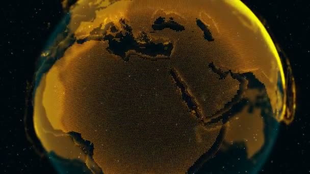 3D Digital Earth zeigt Konzept des globalen Netzwerks. — Stockvideo