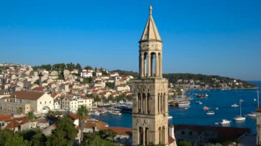 Hvar Adası Hırvatistan 'da Hvar Kasabası Panormaiç Manzarası