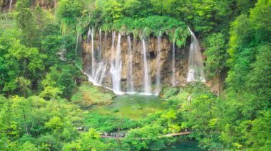 Hırvatistan 'ın Plitvice Göllerinde Zaman Hızı Şelalesi.