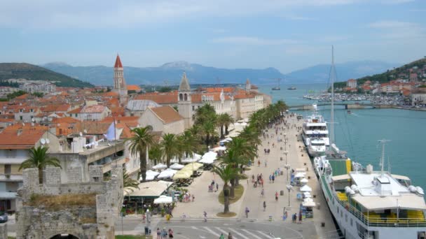 Hırvatistan 'ın Trogir kentinin panoramik manzarası — Stok video