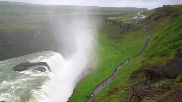 冰岛Gullfoss瀑布景观. — 图库视频影像