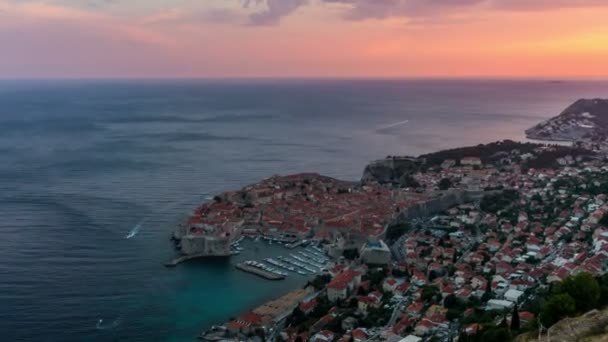 Aerial View Time Lapse of Dubrovnik, Croatia — Stock Video