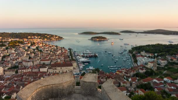 Day to Night Time Lapse of Hvar Town, Croatia. — Stock Video