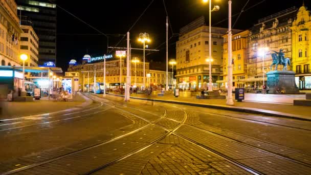 Time Lapse of Busy City Center of Zagreb, Croácia — Vídeo de Stock