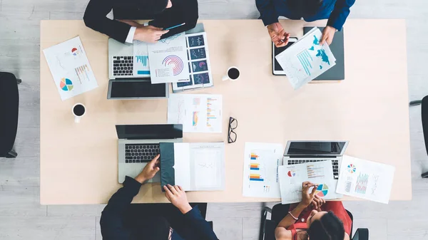 Reunión Del Grupo Gente Negocios Desde Vista Superior Oficina Profesión — Foto de Stock