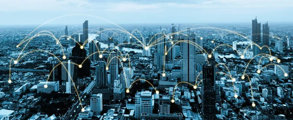 Comunicación Creativa Moderna Red Internet Conectan Ciudad Inteligente Concepto Conexión — Foto de Stock