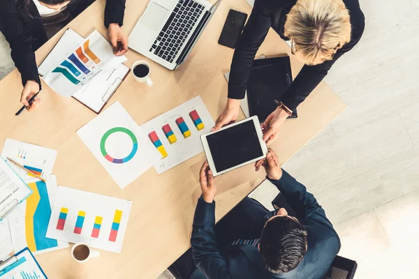 Reunión Del Grupo Gente Negocios Desde Vista Superior Oficina Profesión — Foto de Stock