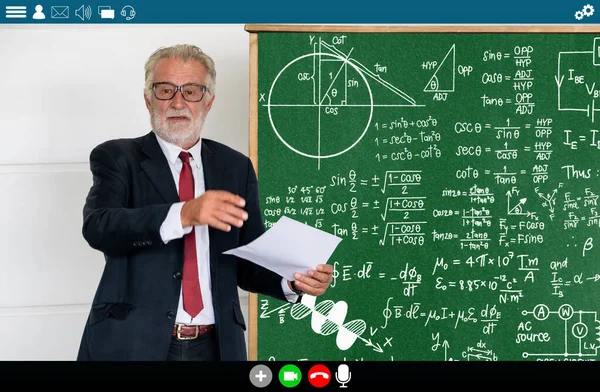 Teacher teach lesson on e-learning and online education app for remote student . Video conference call technology to carry out digital training course for people to do learning from anywhere.