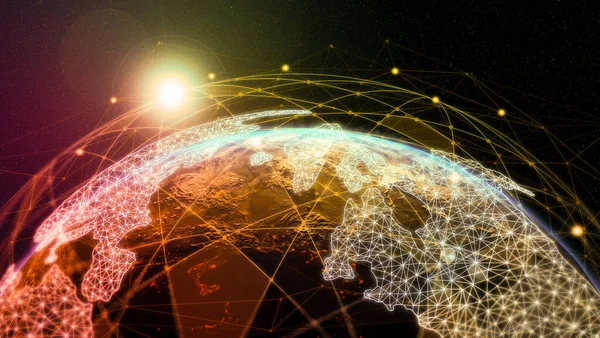 Illustration Global Modern Creative Communication Internet Network Map Connect Smart — Stock Photo, Image