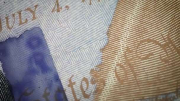 Американська банкнота в сто доларів на макрофотокартці.. — стокове відео
