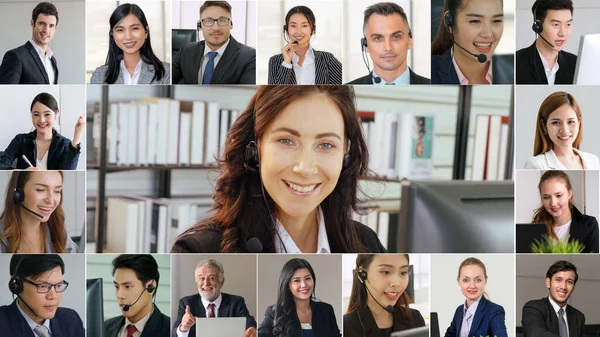 Reunião de grupo de empresários em videoconferência — Fotografia de Stock