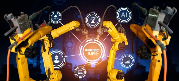 Intelligente Roboterarme für die digitale Fabrikproduktion — Stockfoto