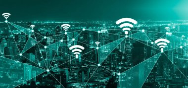 Modern yaratıcı iletişim ve internet ağı akıllı şehirde birleşir