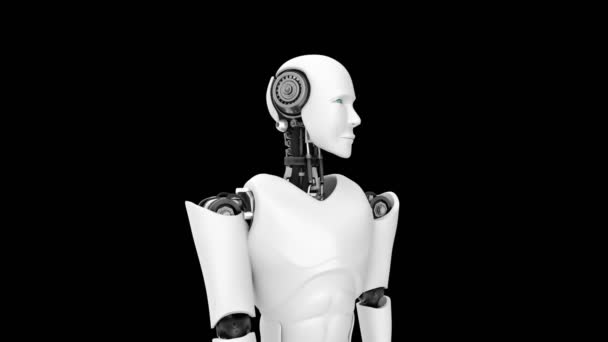 Futuristische Roboter Künstliche Intelligenz Cgi Arbeiten Auf Schwarzem Und Grünem — Stockvideo