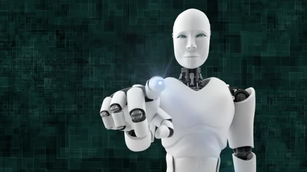 Φουτουριστικό Ρομπότ Τεχνητή Νοημοσύνη Cgi Μεγάλη Ανάλυση Δεδομένων Και Προγραμματισμού — Αρχείο Βίντεο