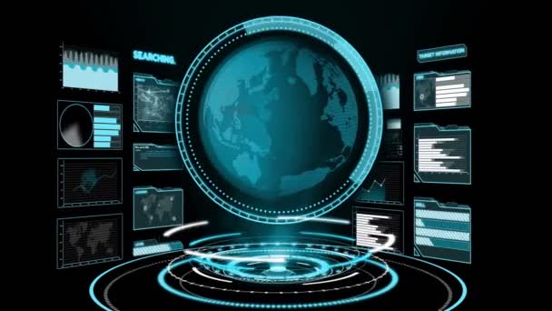 Futuristiskt användargränssnitt instrumentpanel för big data analytics i informationsdiagrammet — Stockvideo