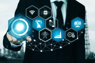 Sanayi 4.0 teknoloji konsepti - Dördüncü endüstriyel devrim için akıllı fabrika