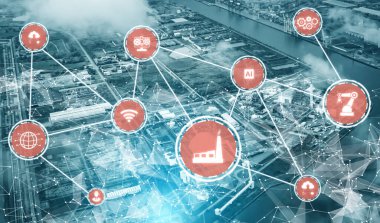 Sanayi 4.0 teknoloji konsepti - Dördüncü endüstriyel devrim için akıllı fabrika