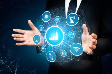 Sanayi 4.0 teknoloji konsepti - Dördüncü endüstriyel devrim için akıllı fabrika