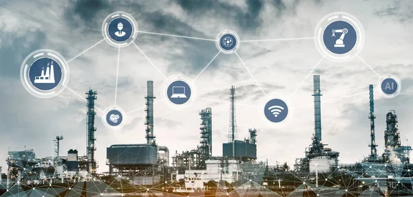 Технологическая концепция Индустрии 4.0 - Smart factory for fourth industrial revolution — стоковое фото