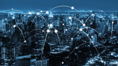 Modern yaratıcı iletişim ve internet ağı akıllı şehirde birleşir