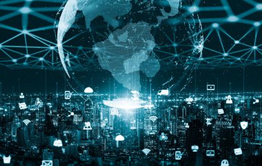 Modern yaratıcı iletişim ve internet ağı akıllı şehirde birleşir