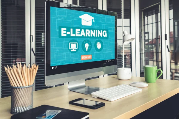 E-learning és online oktatás a hallgatói és egyetemi koncepció számára. — Stock Fotó