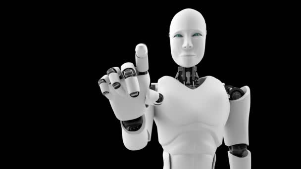 Futurisztikus robot, mesterséges intelligencia CGI munka fekete-zöld háttérrel