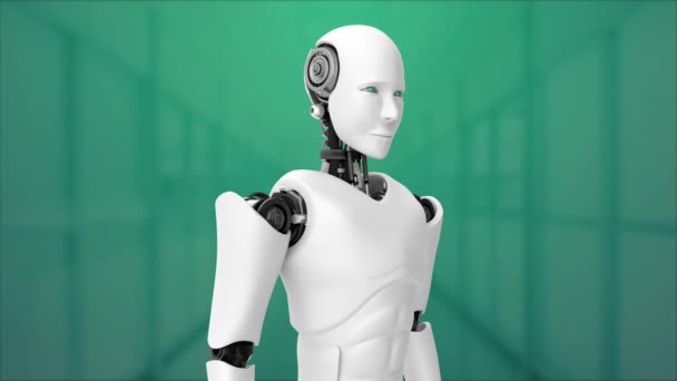 Gelecekçi robot, yapay zeka CGI büyük veri analizi ve programlama — Stok video