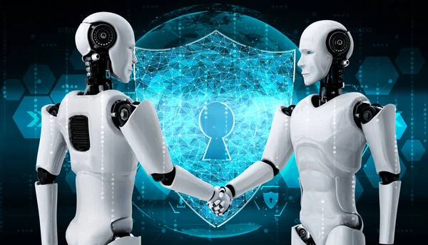 Robot AI que utiliza la seguridad cibernética para proteger la privacidad de la información —  Fotos de Stock