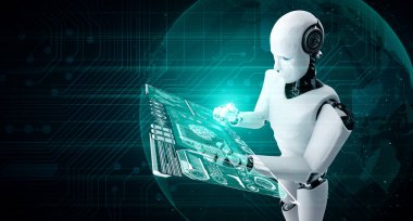 Robot insansı büyük veri analizi için cep telefonu veya tablet kullan