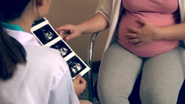 Pregnant Woman and Gynecologist Doctor at Hospital — Stock Video