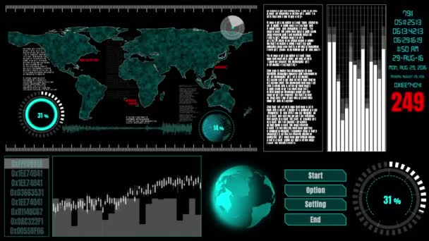 Futuristiskt användargränssnitt instrumentpanel för big data analytics i informationsdiagrammet — Stockvideo