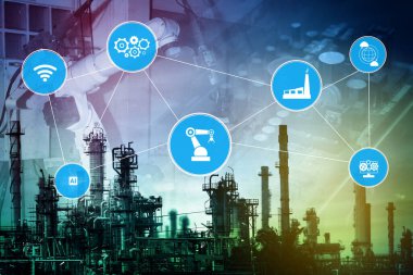 Sanayi 4.0 teknoloji konsepti - Dördüncü endüstriyel devrim için akıllı fabrika