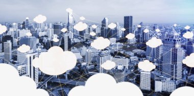 Küresel veri paylaşımı için bulut hesaplama teknolojisi ve çevrimiçi veri depolama.