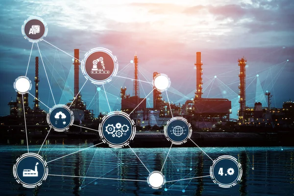 Indústria 4.0 conceito de tecnologia - Fábrica inteligente para a quarta revolução industrial — Fotografia de Stock