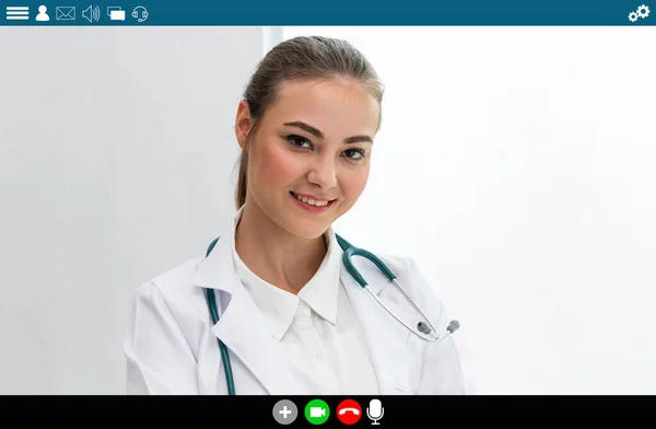 Medico in videochiamata per la telemedicina e il servizio di telesanità — Foto Stock