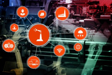 Sanayi 4.0 teknoloji konsepti - Dördüncü endüstriyel devrim için akıllı fabrika