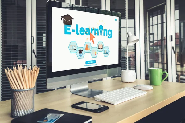E-learning y Educación en Línea para Estudiantes y Conceptos Universitarios. — Foto de Stock
