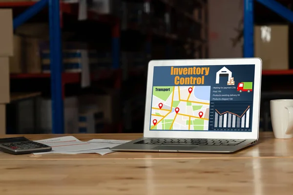 Warehouse management software application in computer for real time monitoring