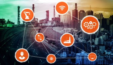 Sanayi 4.0 teknoloji konsepti - Dördüncü endüstriyel devrim için akıllı fabrika