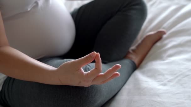 Bonne femme enceinte et attend bébé à la maison. — Video