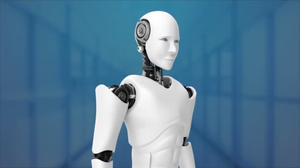 Futuristický robot, umělá inteligence CGI big data analytics and programming — Stock video