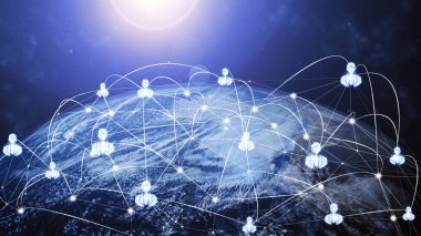 3D illüstrasyon küresel modern yaratıcı iletişim ve internet ağ haritası